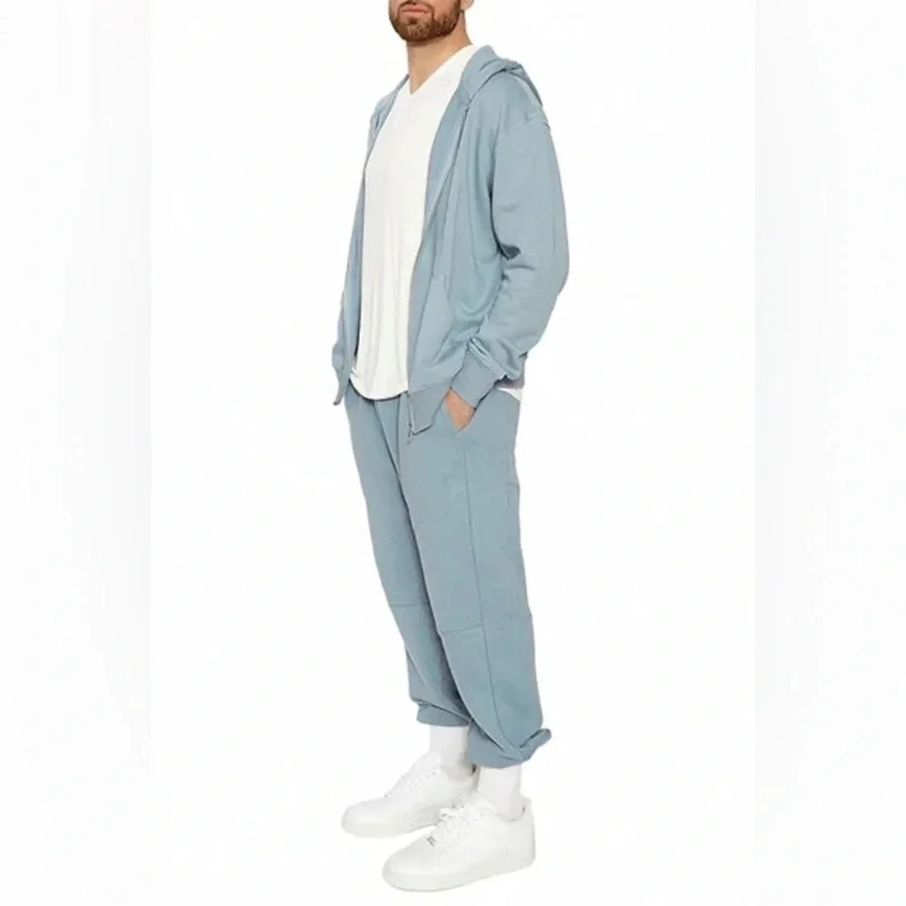 NAKED WARDROBE UNISEX BABY BLUE ZIP UP HOODED JACKET M - Picture 3 of 10